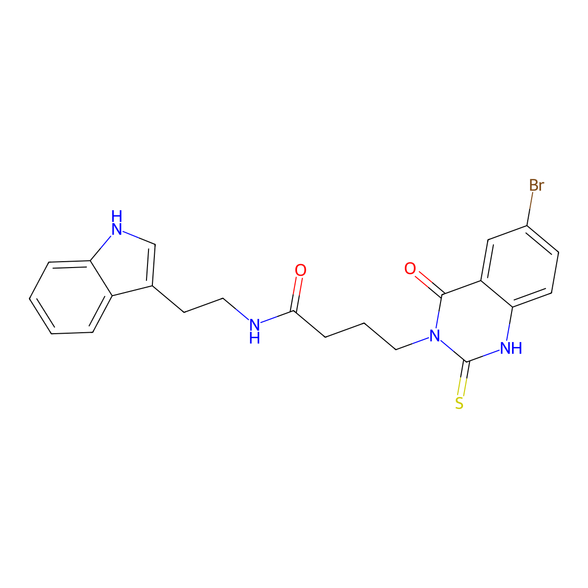 N-(2-(1H-indol-3-yl)ethyl)-4-(6-bromo-4-oxo-2-thioxo-1,2-dihydroquinazolin-3(4H)-yl)butanamide molecular structure, CAS 422287-96-5