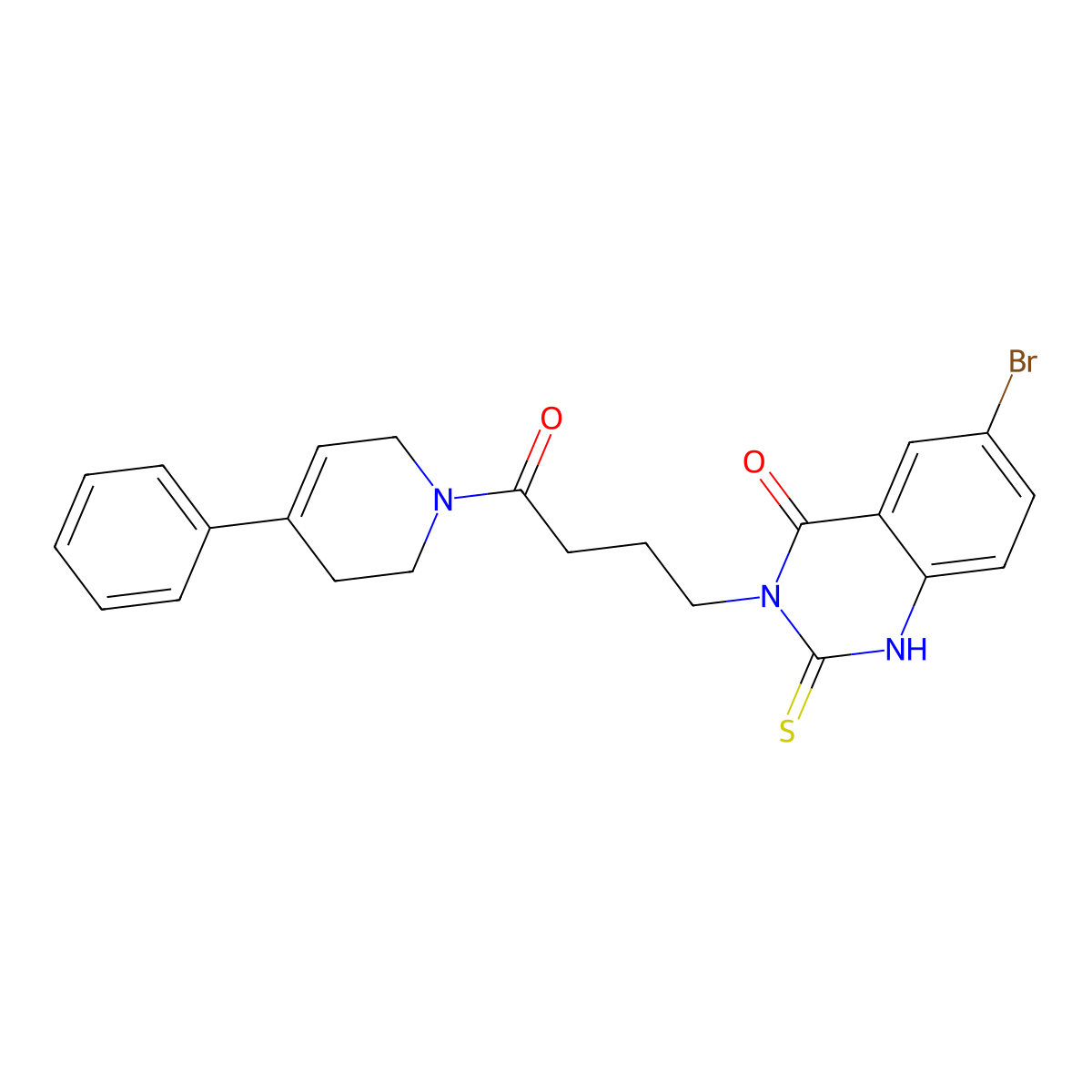 6-bromo-3-[4-oxo-4-(4-phenyl-3,6-dihydro-2H-pyridin-1-yl)butyl]-2-sulfanylidene-1H-quinazolin-4-one molecular structure, CAS 422287-99-8