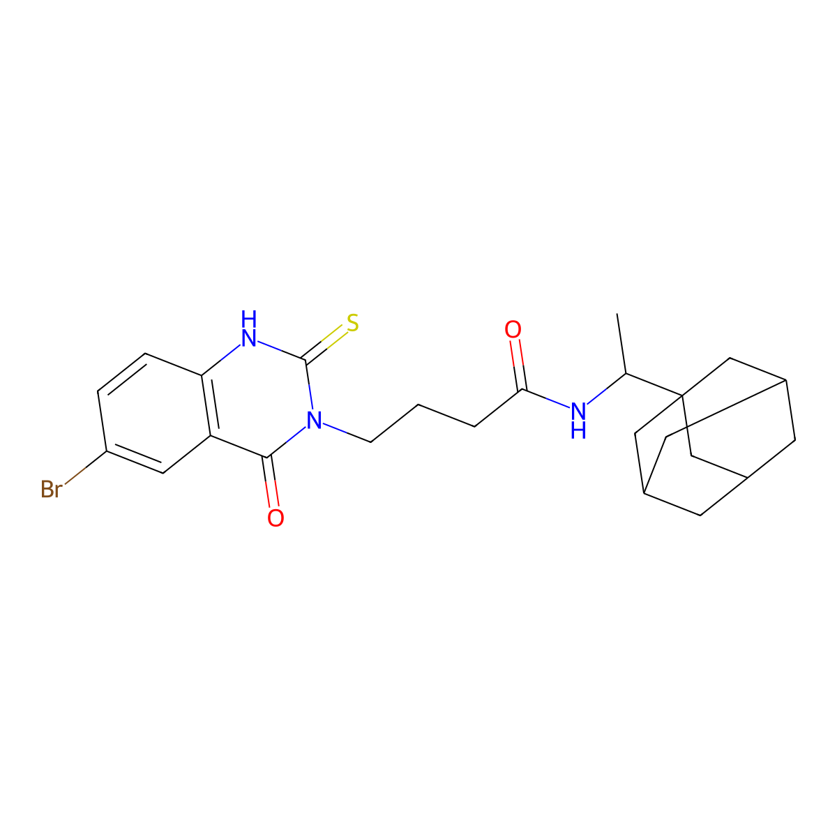 N-[1-(adamantan-1-yl)ethyl]-4-(6-bromo-4-oxo-2-sulfanylidene-1,2,3,4-tetrahydroquinazolin-3-yl)butanamide molecular structure, CAS 422288-00-4