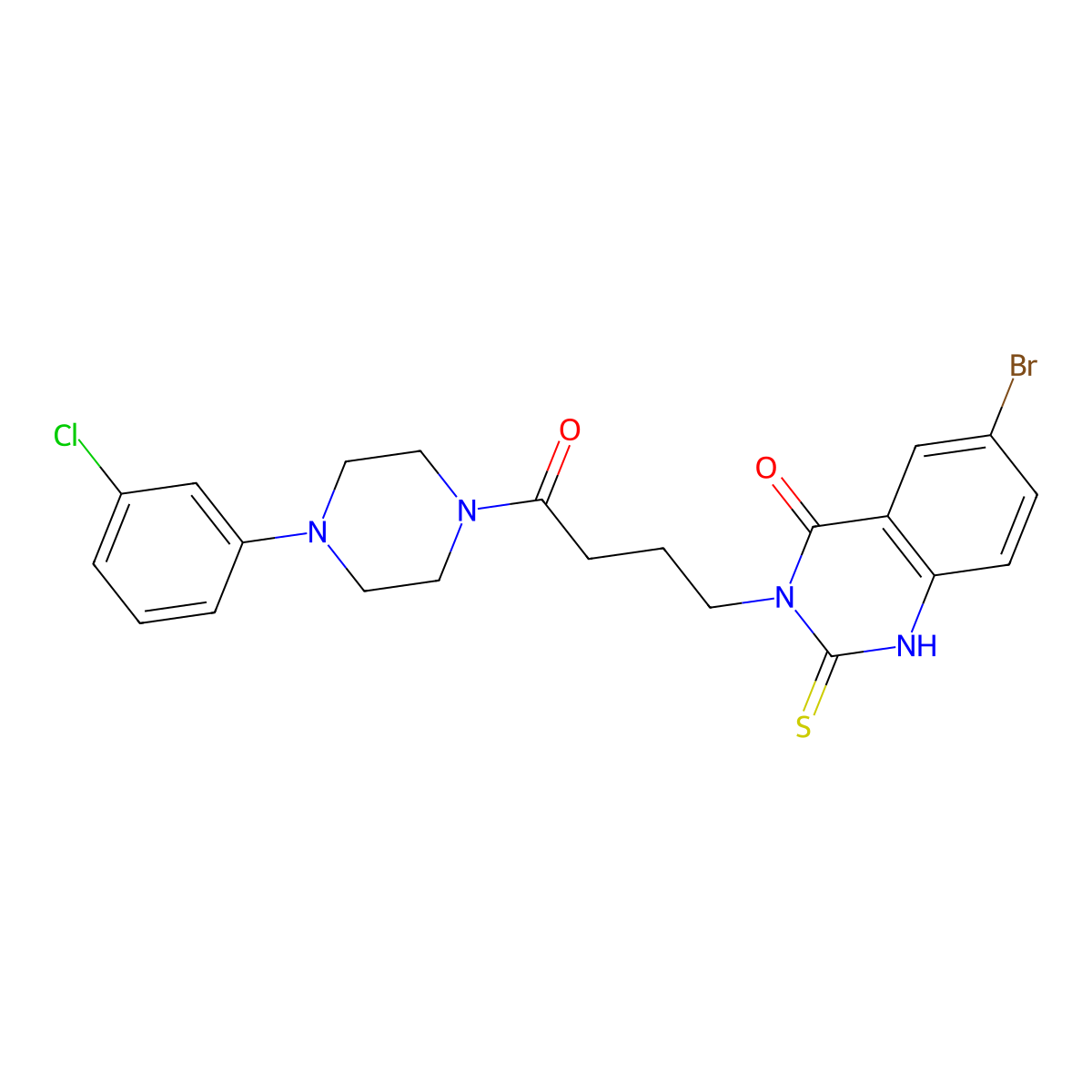 6-bromo-3-[4-[4-(3-chlorophenyl)piperazin-1-yl]-4-oxobutyl]-2-sulfanylidene-1H-quinazolin-4-one molecular structure, CAS 422288-04-8