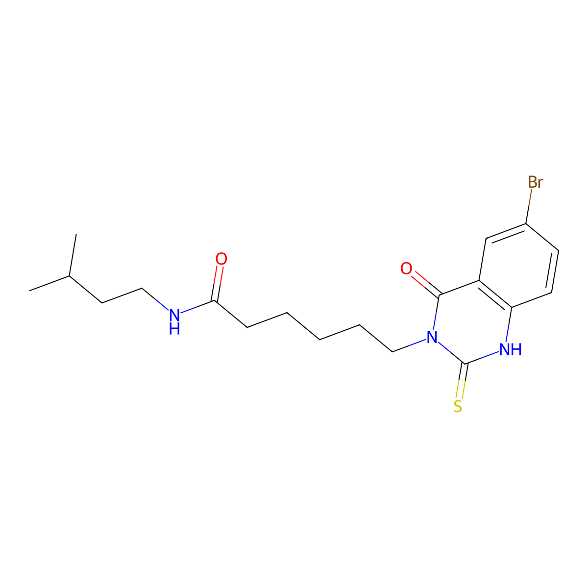 6-(6-bromo-4-oxo-2-sulfanylidene-1H-quinazolin-3-yl)-N-(3-methylbutyl)hexanamide molecular structure, CAS 422288-13-9