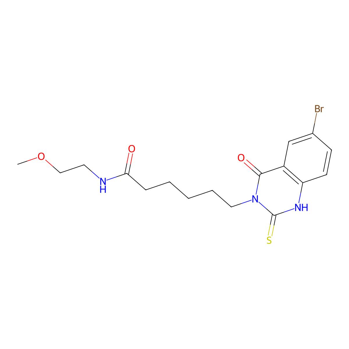 6-(6-bromo-4-oxo-2-sulfanylidene-1H-quinazolin-3-yl)-N-(2-methoxyethyl)hexanamide molecular structure, CAS 422288-14-0