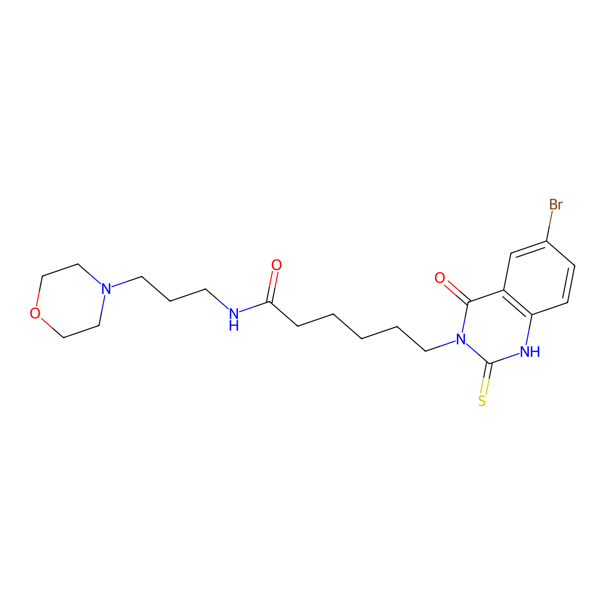 6-(6-bromo-4-oxo-2-sulfanylidene-1H-quinazolin-3-yl)-N-(3-morpholin-4-ylpropyl)hexanamide molecular structure, CAS 422288-18-4