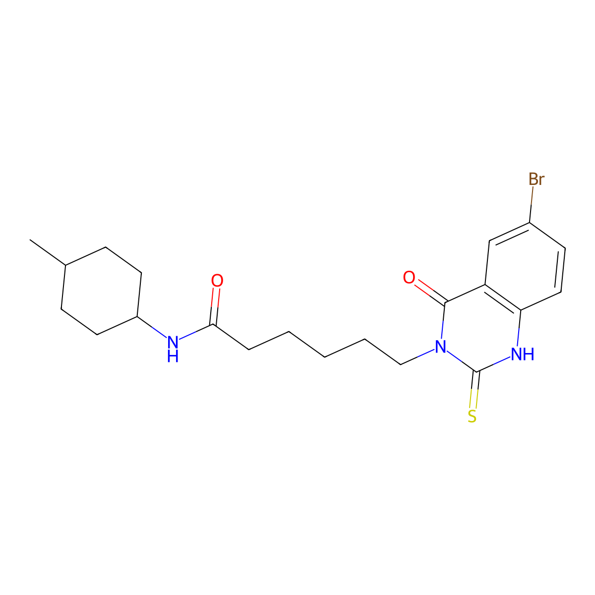 6-(6-bromo-4-oxo-2-thioxo-1,2-dihydroquinazolin-3(4H)-yl)-N-(4-methylcyclohexyl)hexanamide molecular structure, CAS 422288-24-2