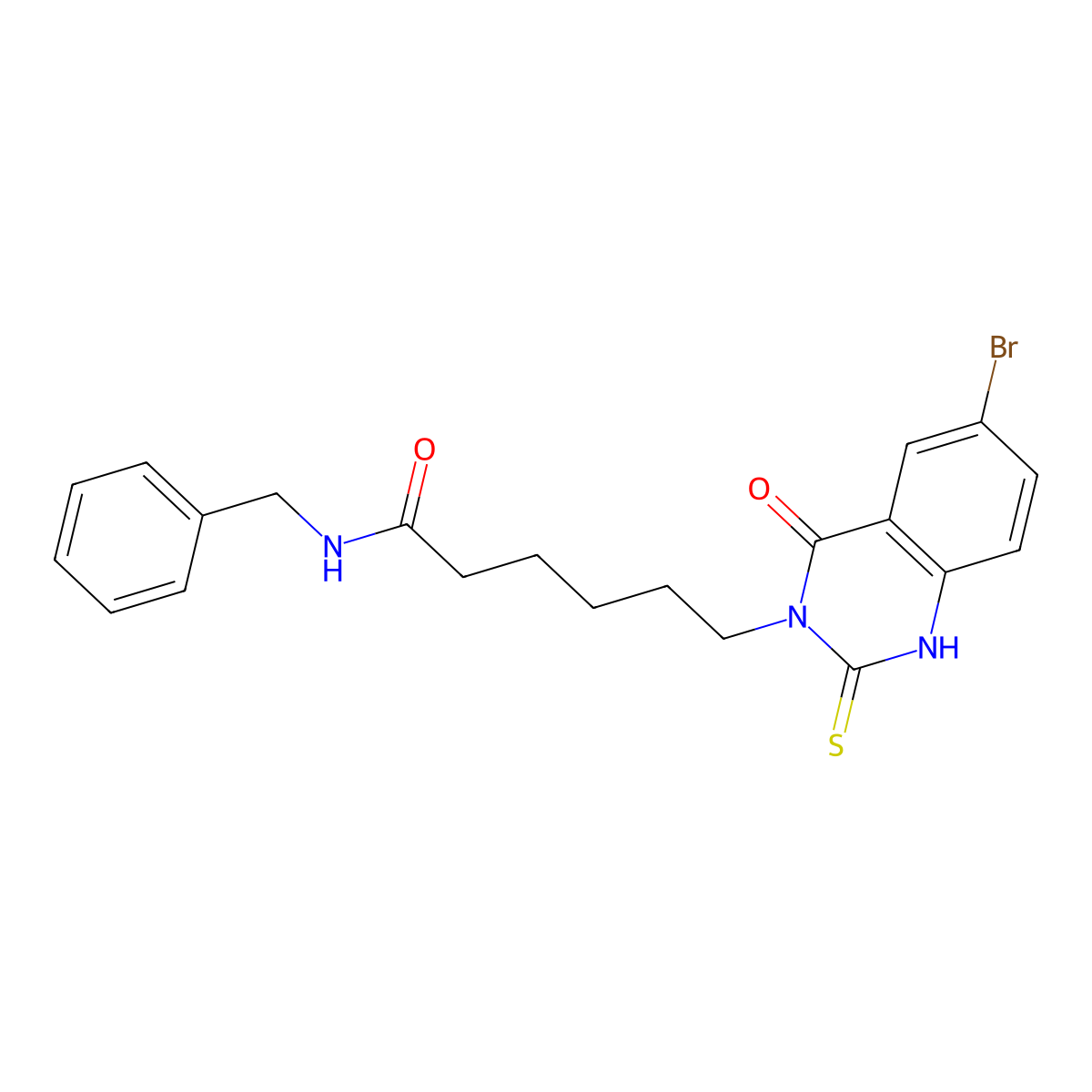 N-benzyl-6-(6-bromo-4-oxo-2-sulfanylidene-1H-quinazolin-3-yl)hexanamide molecular structure, CAS 422288-26-4