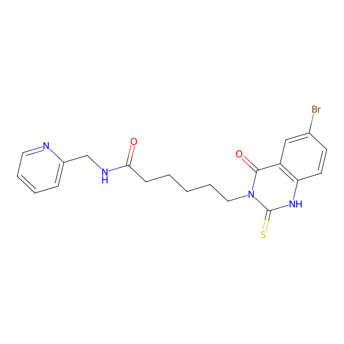 6-(6-bromo-4-oxo-2-sulfanylidene-1H-quinazolin-3-yl)-N-(pyridin-2-ylmethyl)hexanamide molecular structure, CAS 422288-33-3