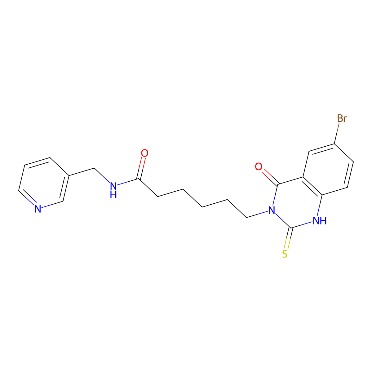6-(6-bromo-4-oxo-2-sulfanylidene-1H-quinazolin-3-yl)-N-(pyridin-3-ylmethyl)hexanamide molecular structure, CAS 422288-34-4