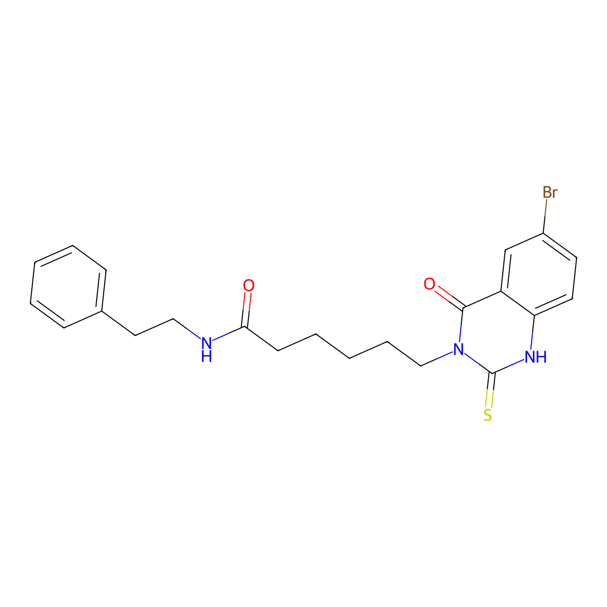 6-(6-bromo-4-oxo-2-thioxo-1,2-dihydroquinazolin-3(4H)-yl)-N-phenethylhexanamide molecular structure, CAS 422288-35-5