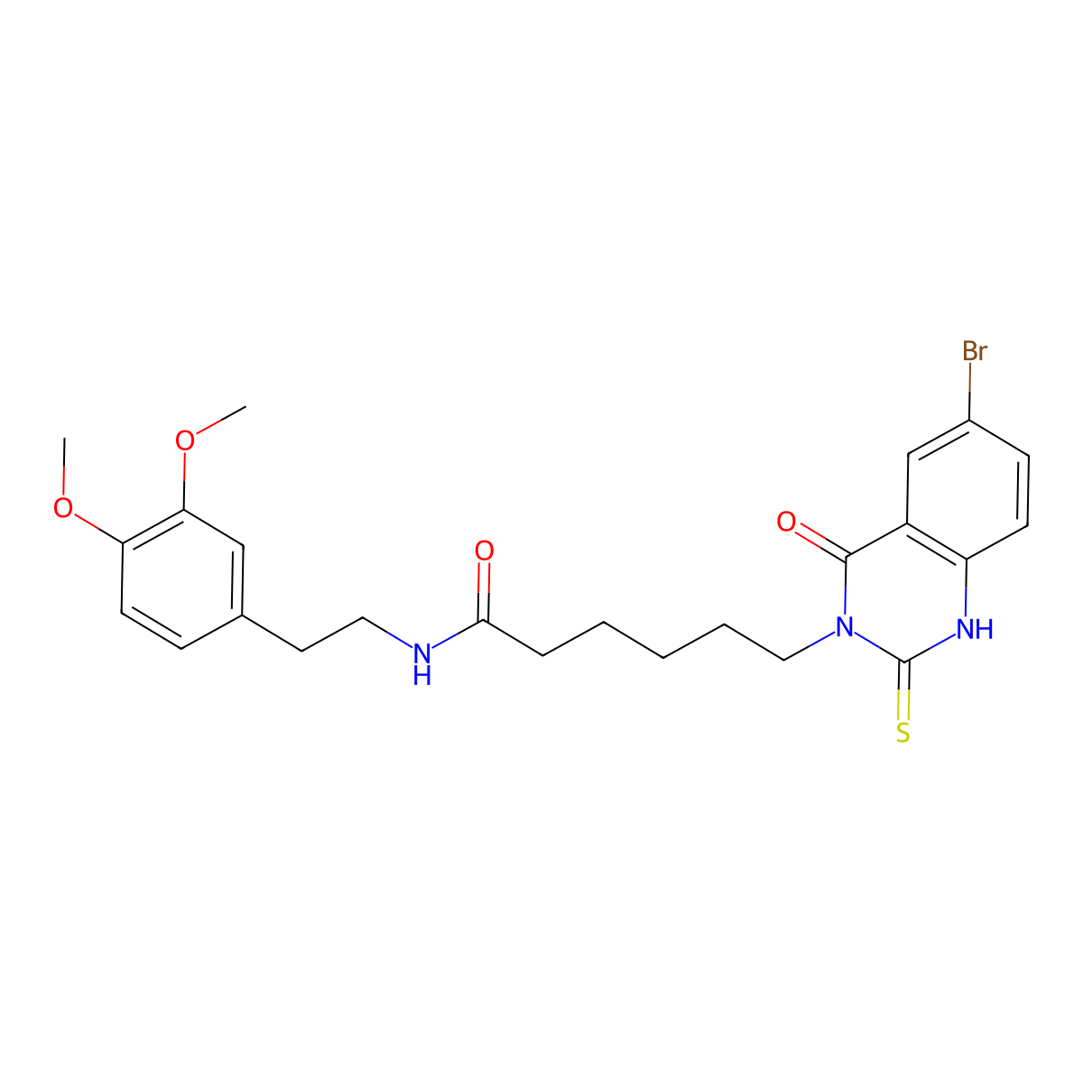 6-(6-bromo-4-oxo-2-sulfanylidene-1H-quinazolin-3-yl)-N-[2-(3,4-dimethoxyphenyl)ethyl]hexanamide molecular structure, CAS 422288-39-9