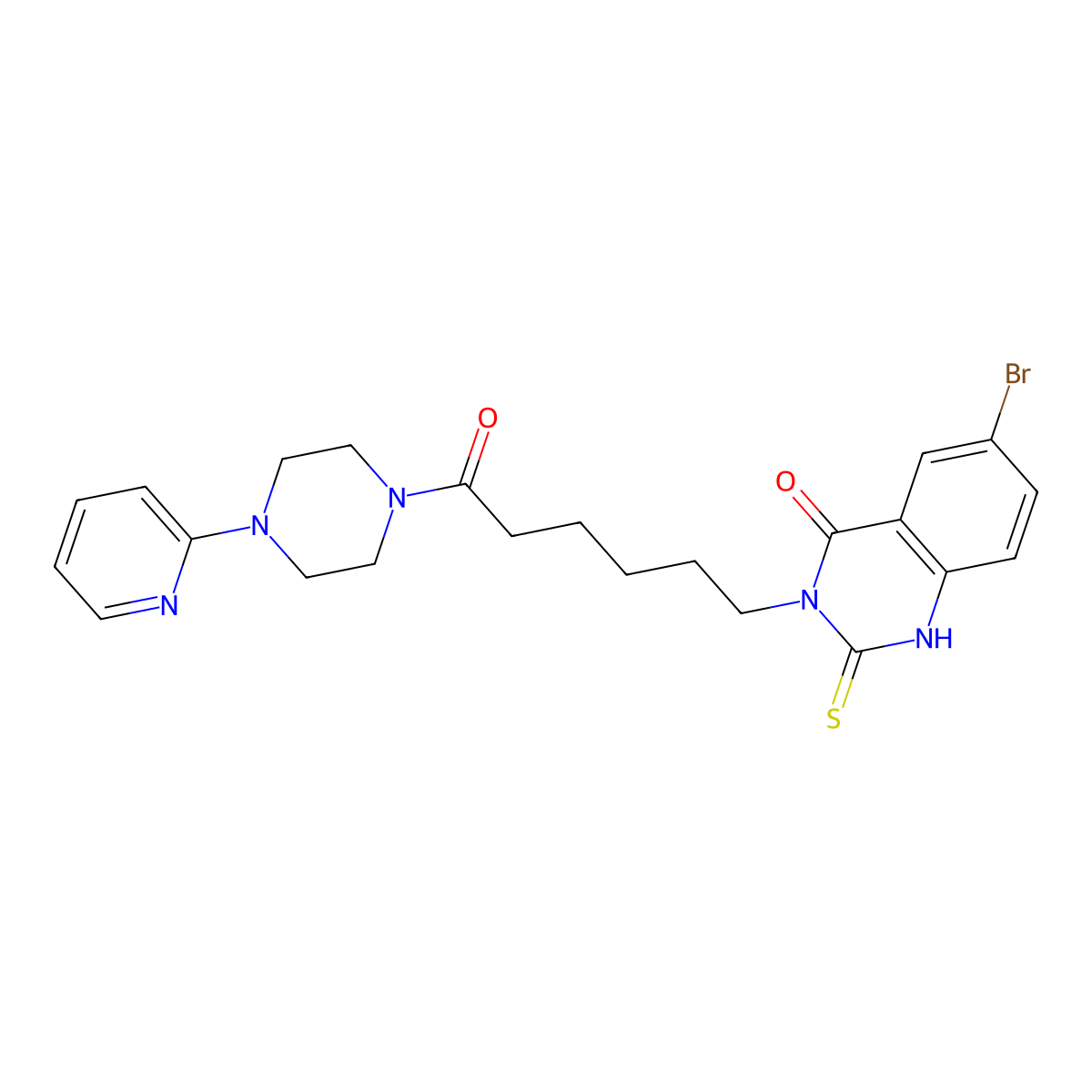 6-bromo-3-[6-oxo-6-(4-pyridin-2-ylpiperazin-1-yl)hexyl]-2-sulfanylidene-1H-quinazolin-4-one molecular structure, CAS 422288-48-0