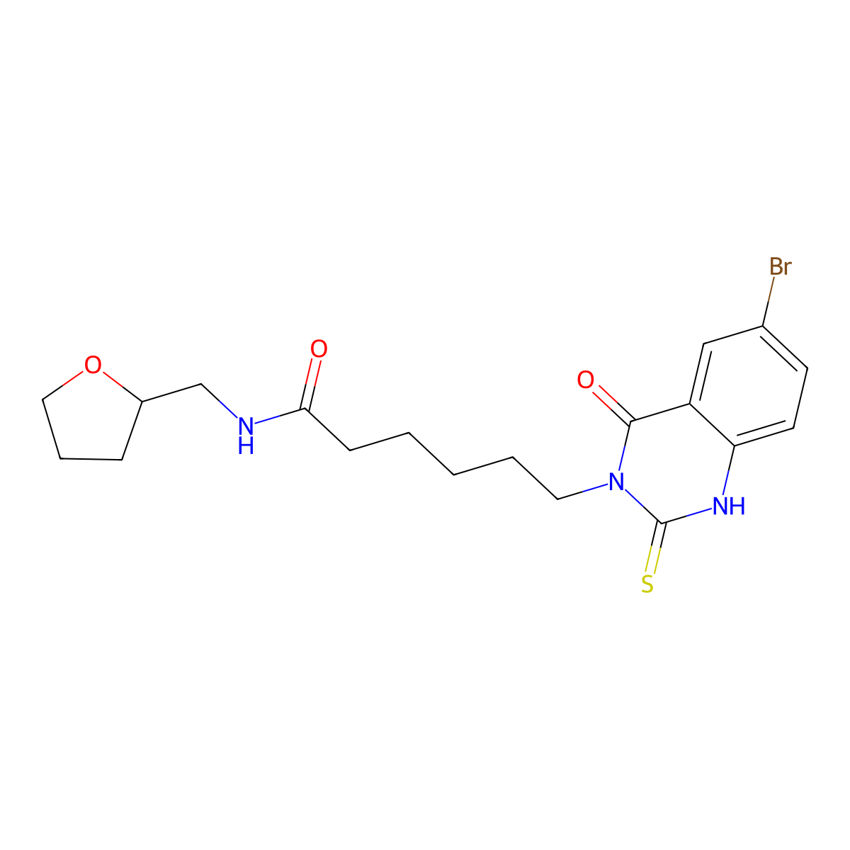 6-(6-bromo-4-oxo-2-sulfanylidene-1H-quinazolin-3-yl)-N-(oxolan-2-ylmethyl)hexanamide molecular structure, CAS 422288-51-5