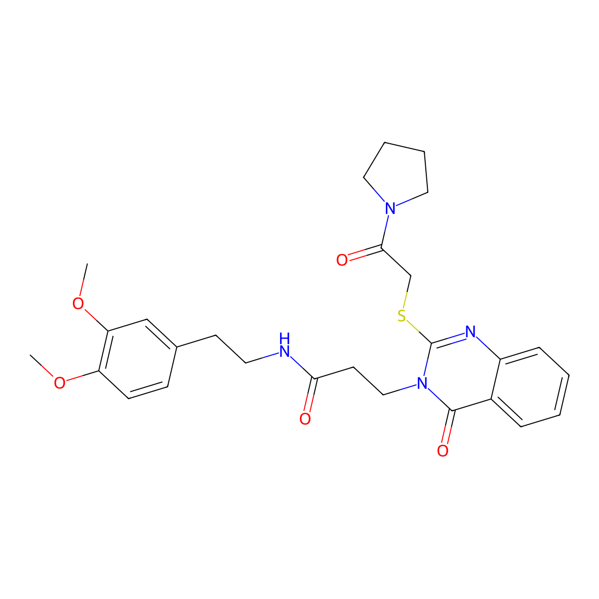 N-[2-(3,4-dimethoxyphenyl)ethyl]-3-[4-oxo-2-[(2-oxo-2-pyrrolidin-1-ylethyl)thio]quinazolin-3(4H)-yl]propanamide molecular structure, CAS 422288-90-2