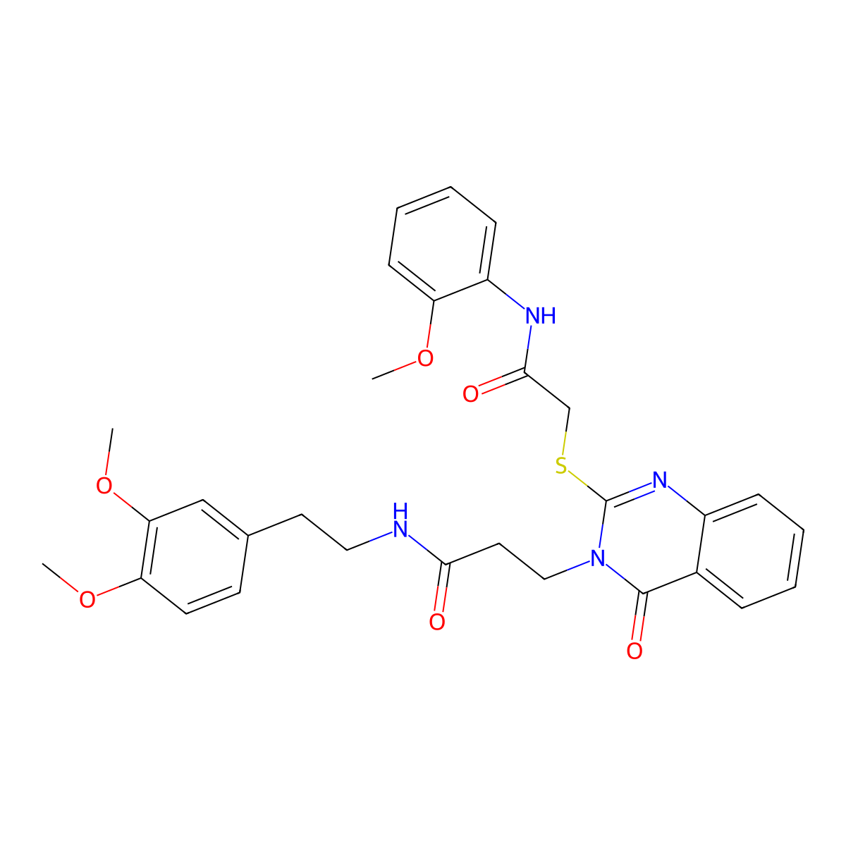 N-[2-(3,4-dimethoxyphenyl)ethyl]-3-[2-({[(2-methoxyphenyl)carbamoyl]methyl}sulfanyl)-4-oxo-3,4-dihydroquinazolin-3-yl]propanamide molecular structure, CAS 422288-99-1