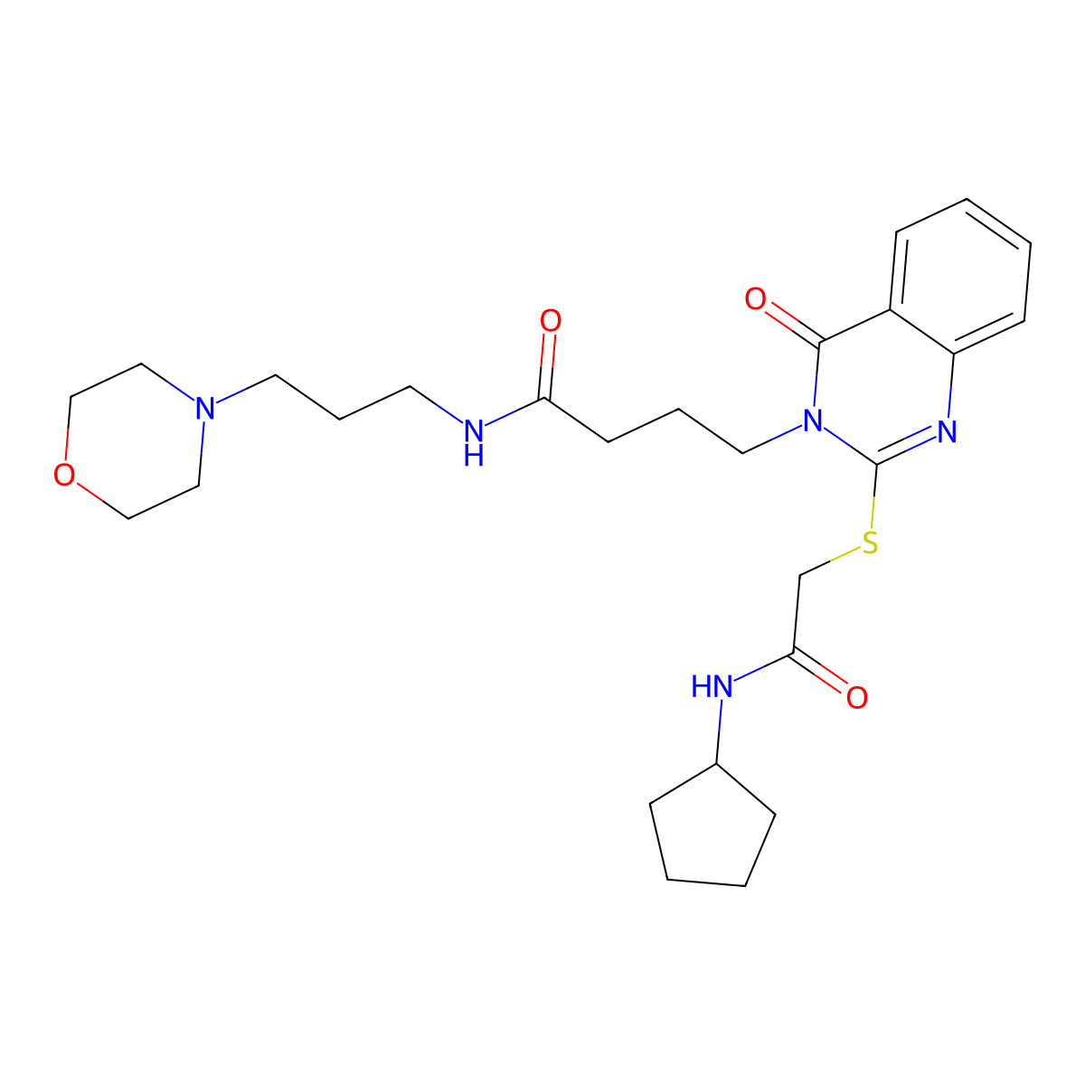 4-(2-{[(cyclopentylcarbamoyl)methyl]sulfanyl}-4-oxo-3,4-dihydroquinazolin-3-yl)-N-[3-(morpholin-4-yl)propyl]butanamide molecular structure, CAS 422289-11-0