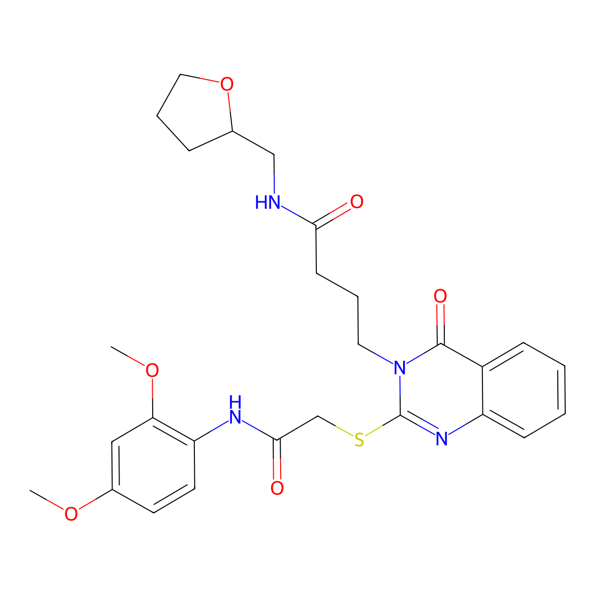 4-[2-[2-(2,4-dimethoxyanilino)-2-oxoethyl]sulfanyl-4-oxoquinazolin-3-yl]-N-(oxolan-2-ylmethyl)butanamide molecular structure, CAS 422289-14-3