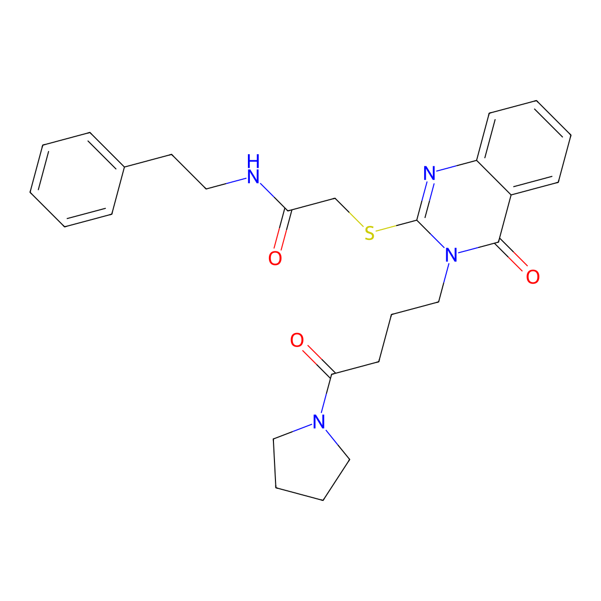 2-({4-oxo-3-[4-oxo-4-(pyrrolidin-1-yl)butyl]-3,4-dihydroquinazolin-2-yl}sulfanyl)-N-(2-phenylethyl)acetamide molecular structure, CAS 422289-25-6