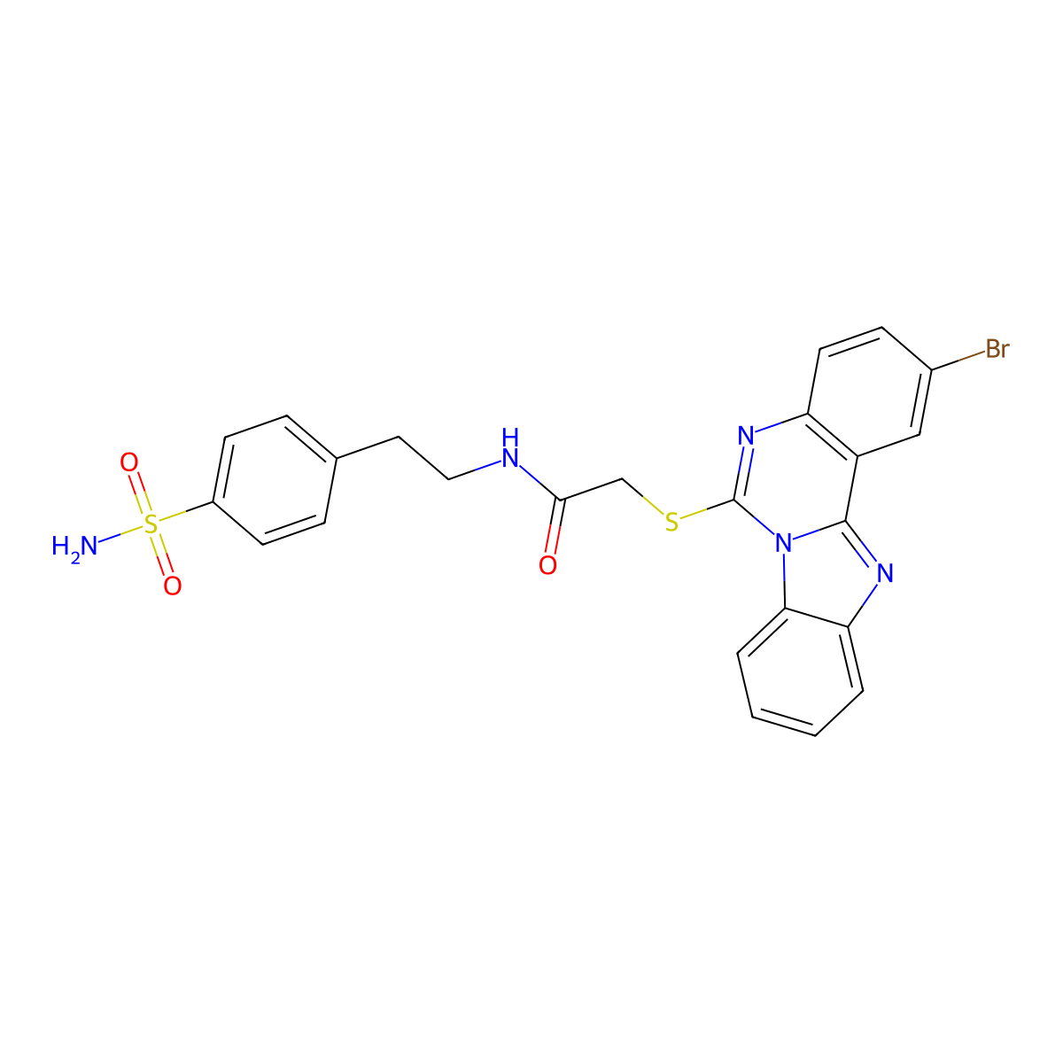 2-(2-bromobenzimidazolo[1,2-c]quinazolin-6-yl)sulfanyl-N-[2-(4-sulfamoylphenyl)ethyl]acetamide molecular structure, CAS 422289-87-0