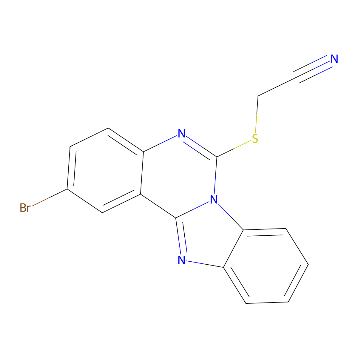 2-(2-Bromobenzimidazolo[1,2-c]quinazolin-6-yl)sulfanylacetonitrile molecular structure, CAS 422289-89-2