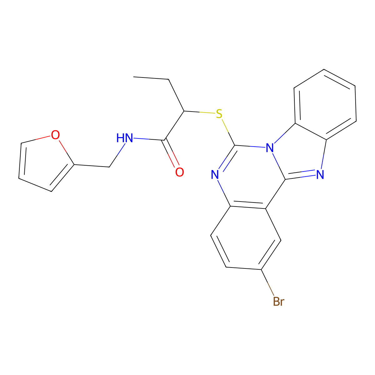 2-(2-bromobenzimidazolo[1,2-c]quinazolin-6-yl)sulfanyl-N-(furan-2-ylmethyl)butanamide molecular structure, CAS 422289-94-9