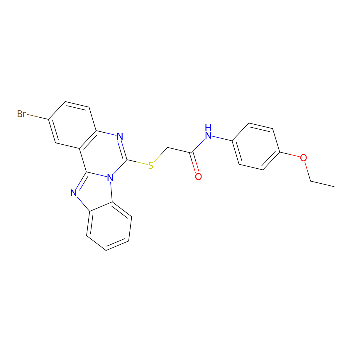 2-(2-bromobenzimidazolo[1,2-c]quinazolin-6-yl)sulfanyl-N-(4-ethoxyphenyl)acetamide molecular structure, CAS 422290-06-0