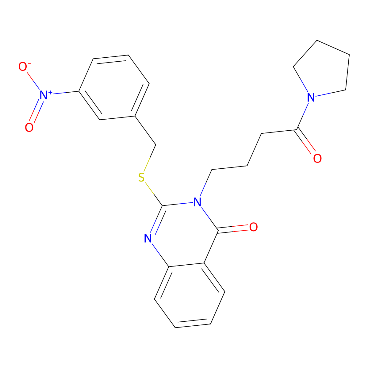 2-{[(3-Nitrophenyl)methyl]sulfanyl}-3-[4-oxo-4-(pyrrolidin-1-yl)butyl]-3,4-dihydroquinazolin-4-one molecular structure, CAS 422290-13-9