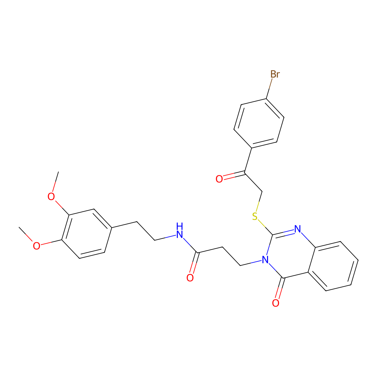 3-(2-{[2-(4-bromophenyl)-2-oxoethyl]sulfanyl}-4-oxo-3,4-dihydroquinazolin-3-yl)-N-[2-(3,4-dimethoxyphenyl)ethyl]propanamide molecular structure, CAS 422290-24-2