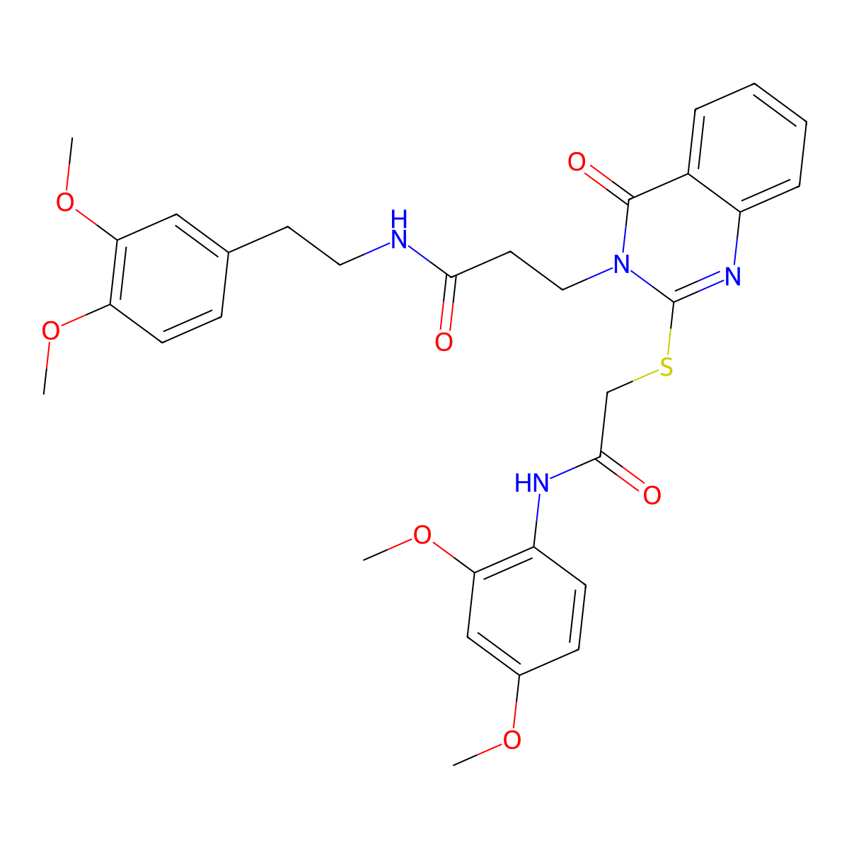 N-(3,4-dimethoxyphenethyl)-3-(2-((2-((2,4-dimethoxyphenyl)amino)-2-oxoethyl)thio)-4-oxoquinazolin-3(4H)-yl)propanamide molecular structure, CAS 422290-27-5