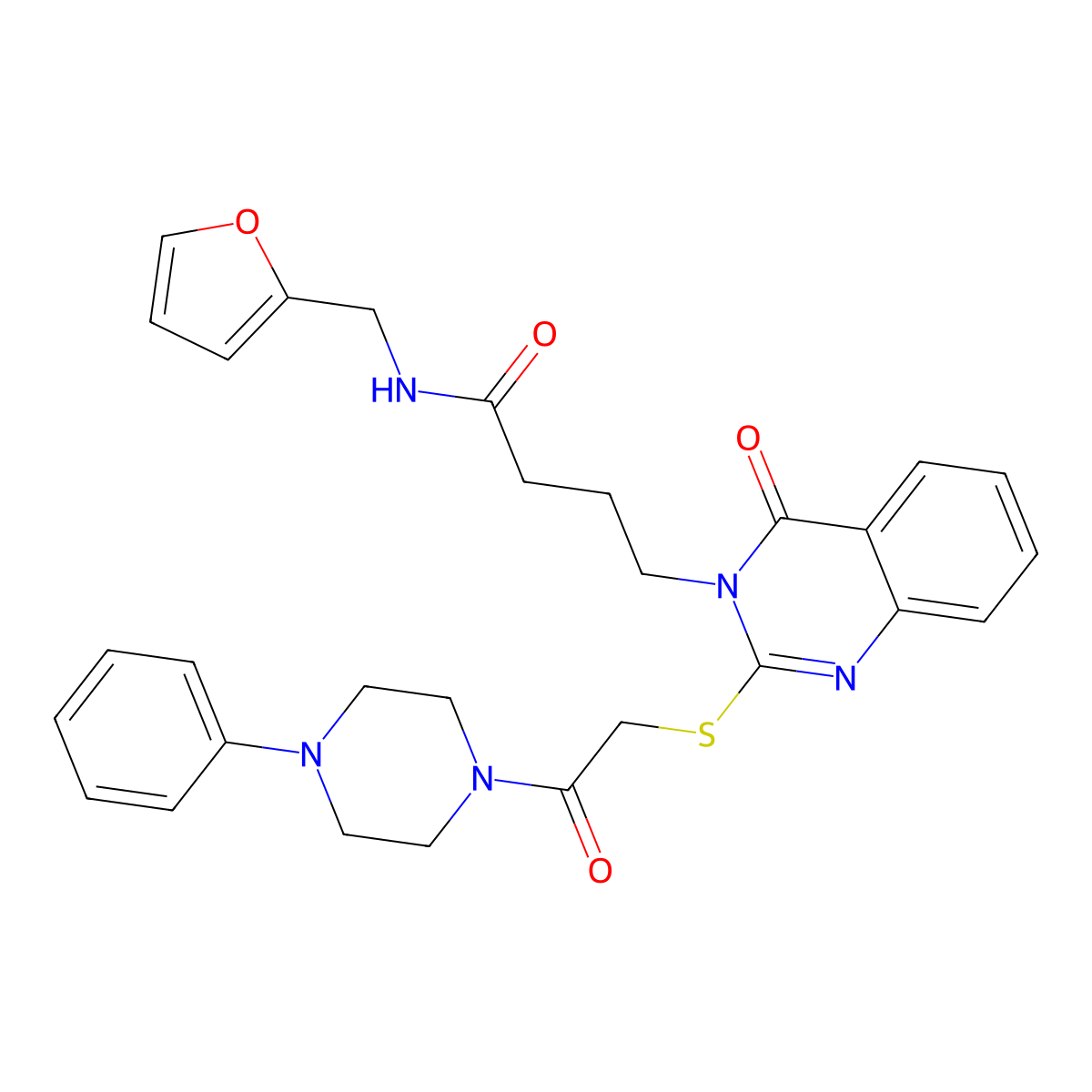 N-(furan-2-ylmethyl)-4-[4-oxo-2-[2-oxo-2-(4-phenylpiperazin-1-yl)ethyl]sulfanylquinazolin-3-yl]butanamide molecular structure, CAS 422292-07-7