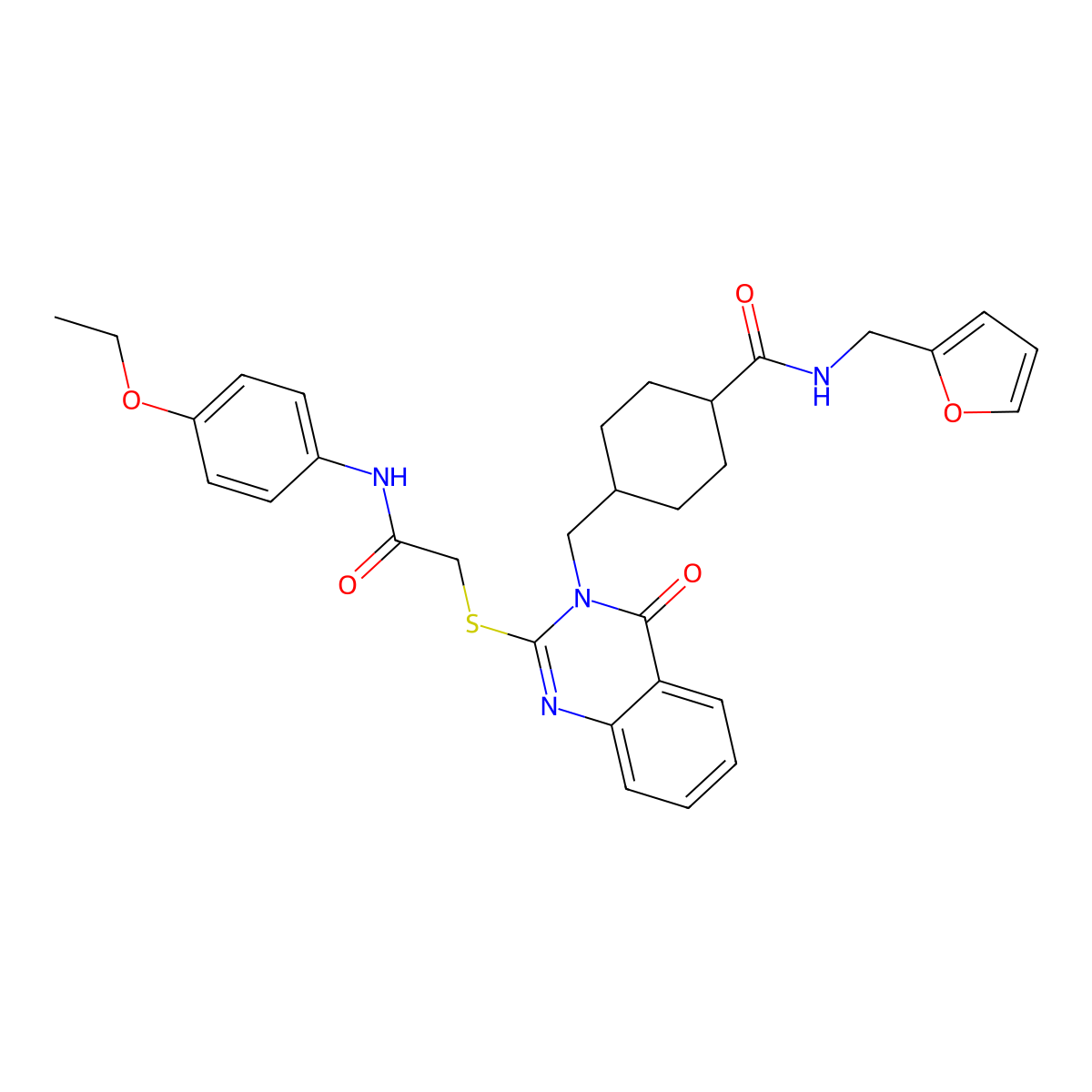 4-((2-((2-((4-ethoxyphenyl)amino)-2-oxoethyl)thio)-4-oxoquinazolin-3(4H)-yl)methyl)-N-(furan-2-ylmethyl)cyclohexanecarboxamide molecular structure, CAS 422292-70-4