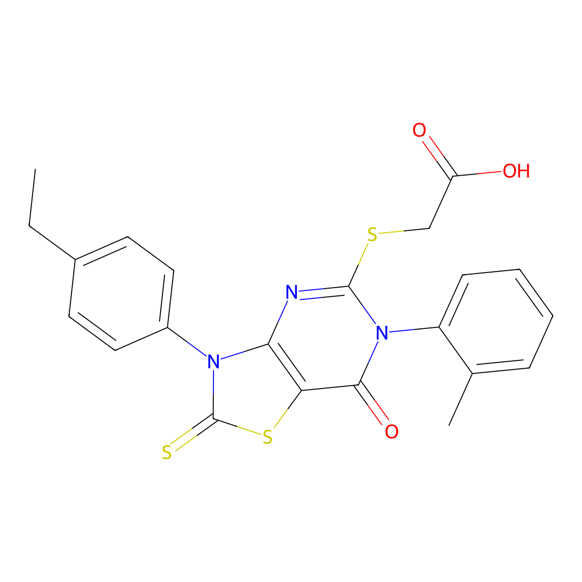 2-[[3-(4-Ethylphenyl)-6-(2-methylphenyl)-7-oxo-2-sulfanylidene-[1,3]thiazolo[4,5-d]pyrimidin-5-yl]sulfanyl]acetic acid molecular structure, CAS 422299-68-1