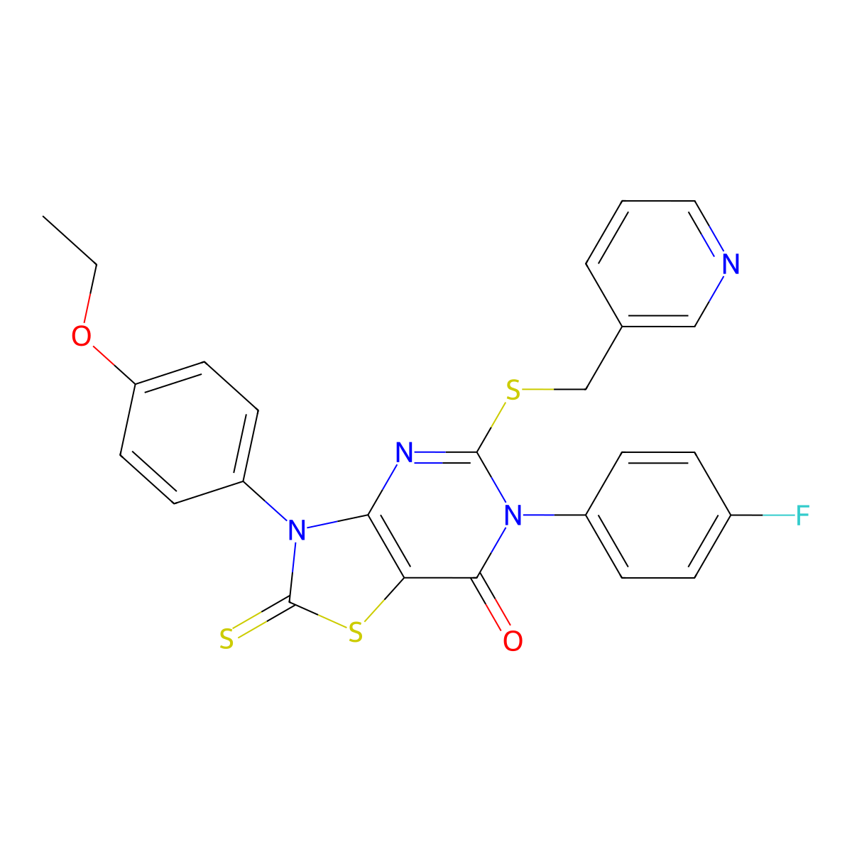 3-(4-Ethoxyphenyl)-6-(4-fluorophenyl)-5-(pyridin-3-ylmethylsulfanyl)-2-sulfanylidene-[1,3]thiazolo[4,5-d]pyrimidin-7-one molecular structure, CAS 422299-86-3