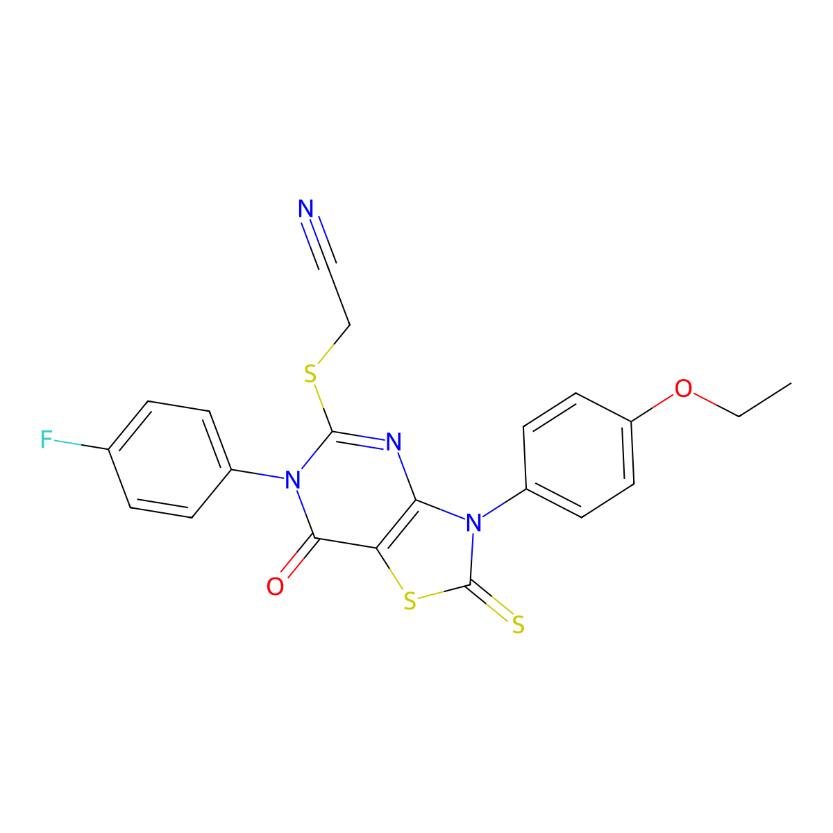 2-[[3-(4-Ethoxyphenyl)-6-(4-fluorophenyl)-7-oxo-2-sulfanylidene-[1,3]thiazolo[4,5-d]pyrimidin-5-yl]sulfanyl]acetonitrile molecular structure, CAS 422299-87-4