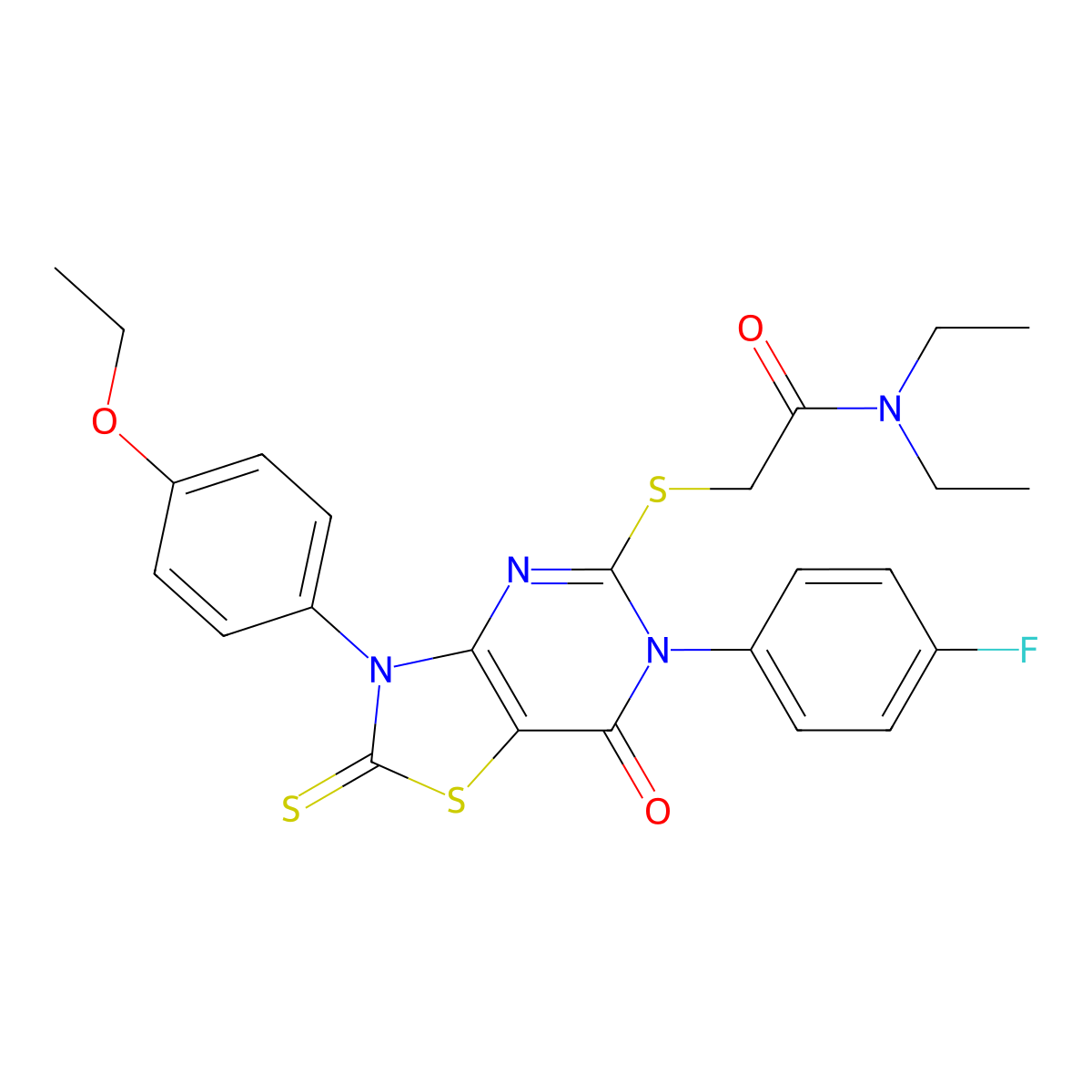 2-[[3-(4-ethoxyphenyl)-6-(4-fluorophenyl)-7-oxo-2-sulfanylidene-[1,3]thiazolo[4,5-d]pyrimidin-5-yl]sulfanyl]-N,N-diethylacetamide molecular structure, CAS 422299-90-9