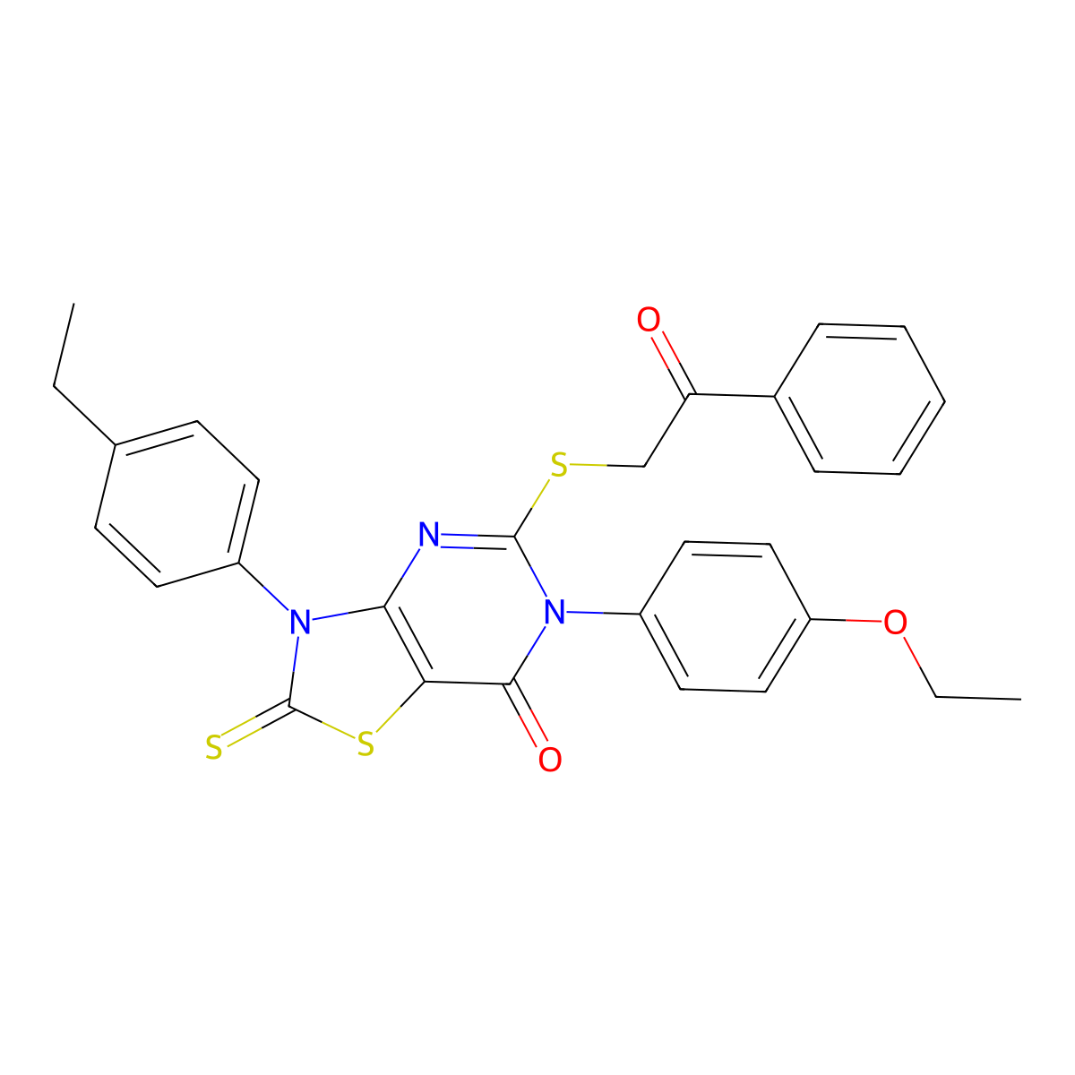6-(4-Ethoxyphenyl)-3-(4-ethylphenyl)-5-phenacylsulfanyl-2-sulfanylidene-[1,3]thiazolo[4,5-d]pyrimidin-7-one molecular structure, CAS 422307-32-2