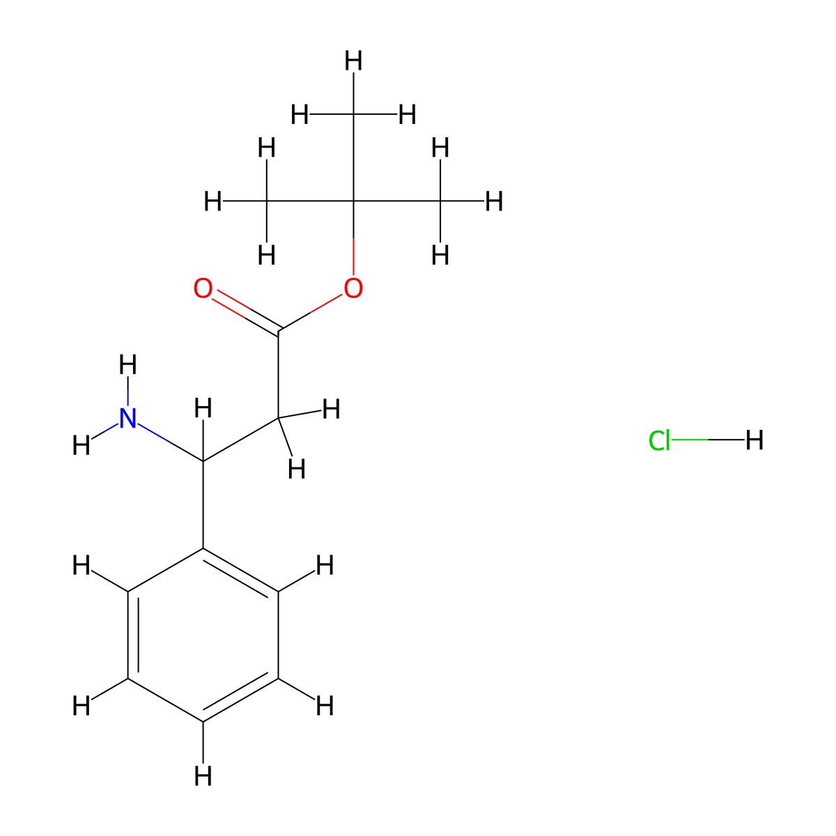 Tert-butyl 3-amino-3-phenylpropanoate hydrochloride molecular structure, CAS 422324-40-1