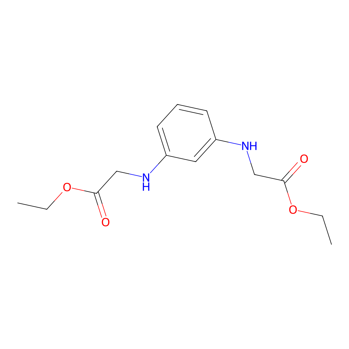 Ethyl 2-[3-[(2-ethoxy-2-oxoethyl)amino]anilino]acetate molecular structure, CAS 42237-73-0
