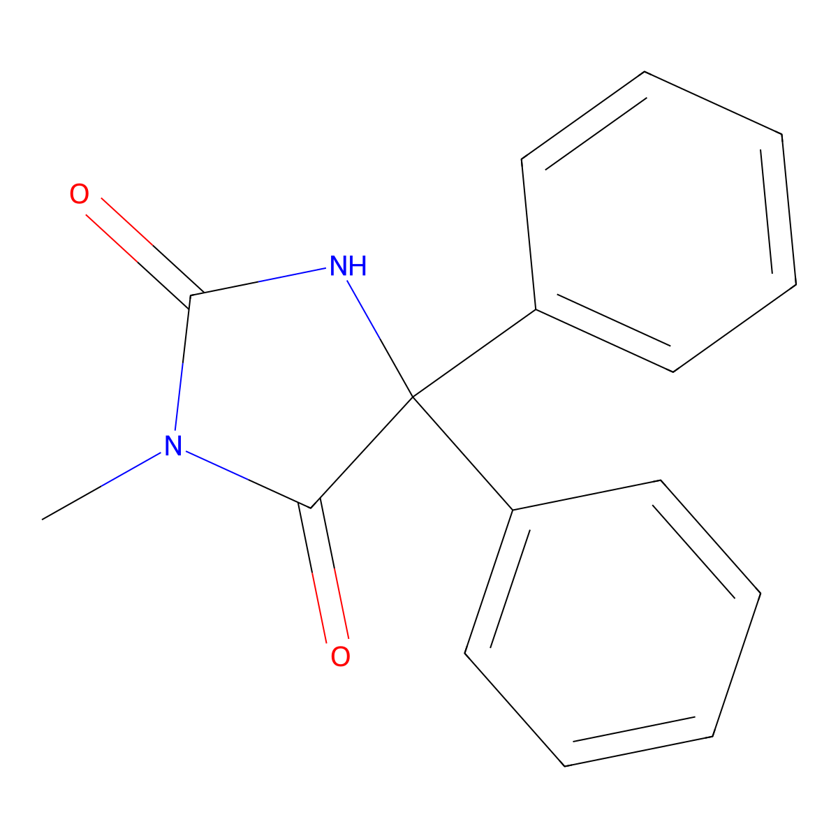 3-Methyl-5,5-diphenylimidazolidine-2,4-dione molecular structure, CAS 4224-00-4