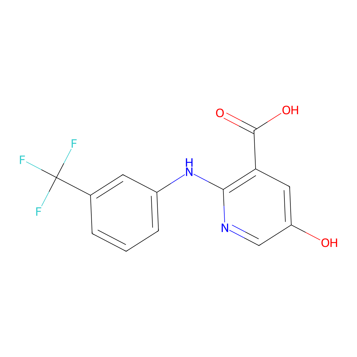 3-Pyridinecarboxylic acid, 5-hydroxy-2-[[3-(trifluoromethyl)phenyl]amino]- molecular structure, CAS 42240-83-5