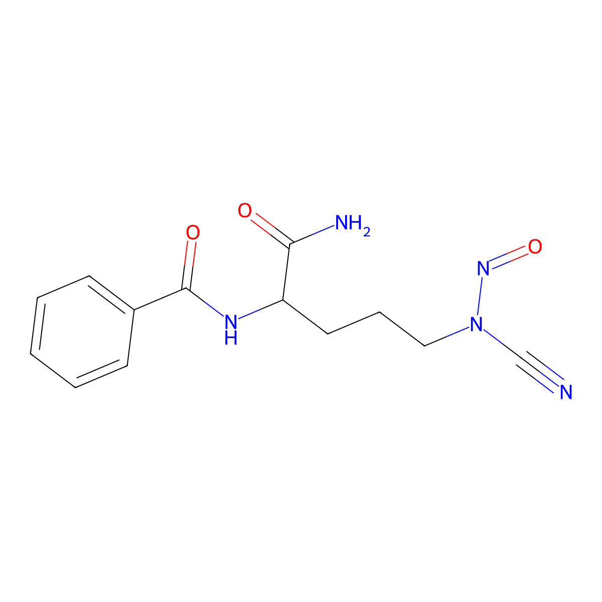 Cyanamide, N-(4-benzamido-4-carbamoylbutyl)-N-nitroso- molecular structure, CAS 42242-72-8