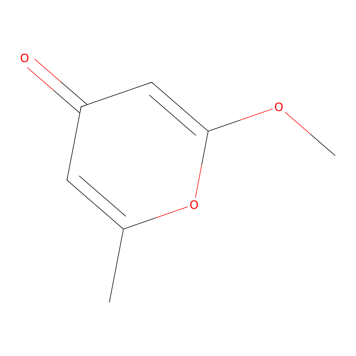 4H-Pyran-4-one, 2-methoxy-6-methyl- molecular structure, CAS 4225-42-7