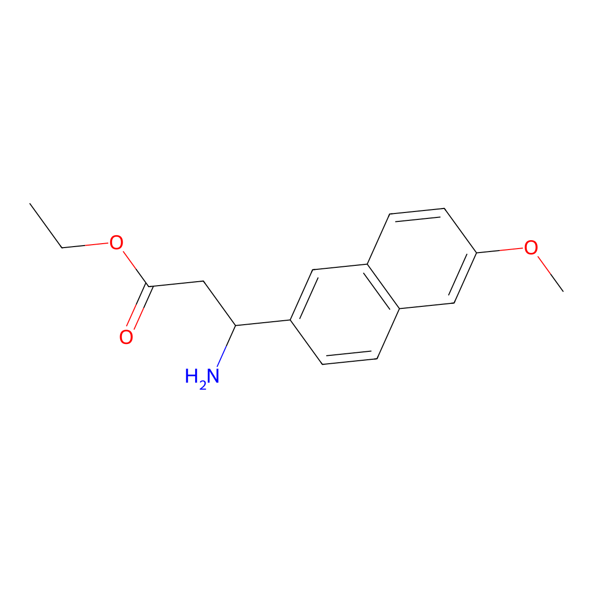 ethyl (3S)-3-amino-3-(6-methoxynaphthalen-2-yl)propanoate molecular structure, CAS 422519-74-2