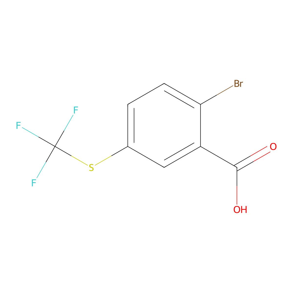2-Bromo-5-[(trifluoromethyl)sulfanyl]benzoic acid molecular structure, CAS 42252-17-5