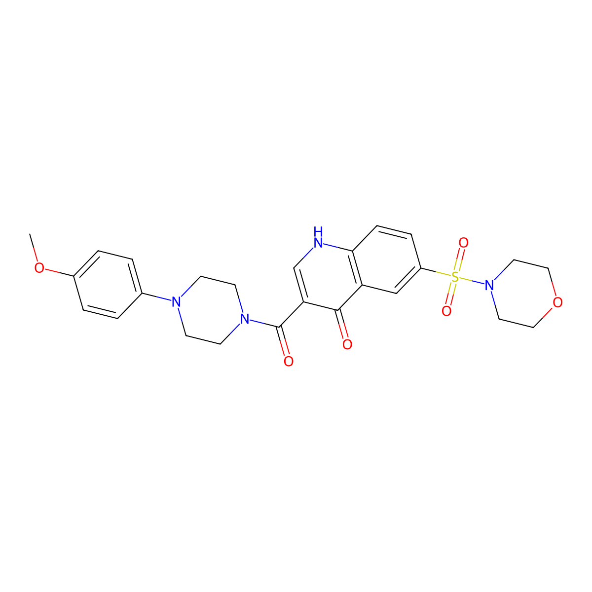 3-(4-(4-methoxyphenyl)piperazine-1-carbonyl)-6-(morpholinosulfonyl)quinolin-4(1H)-one molecular structure, CAS 422522-74-5