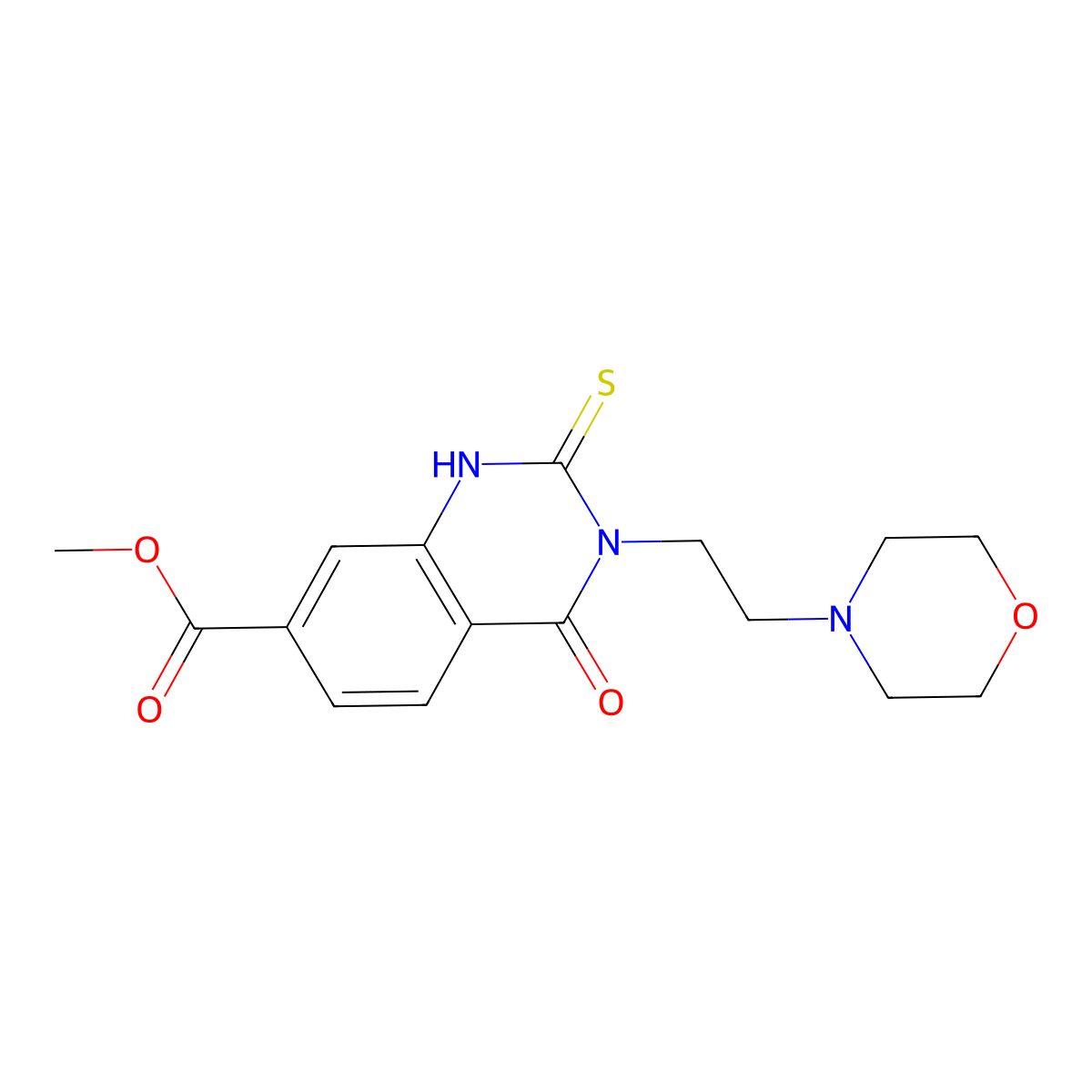 Methyl 3-(2-morpholin-4-ylethyl)-4-oxo-2-thioxo-1,2,3,4-tetrahydroquinazoline-7-carboxylate molecular structure, CAS 422526-48-5