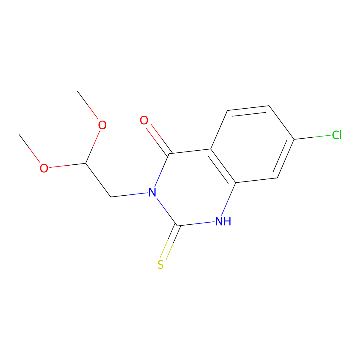 7-chloro-3-(2,2-dimethoxyethyl)-2-sulfanylidene-1H-quinazolin-4-one molecular structure, CAS 422526-57-6
