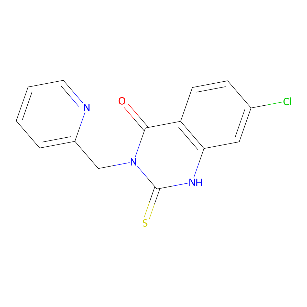 7-chloro-3-(pyridin-2-ylmethyl)-2-sulfanylidene-1H-quinazolin-4-one molecular structure, CAS 422526-58-7