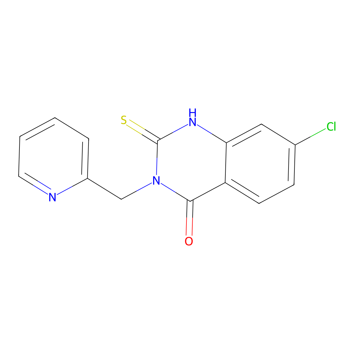7-chloro-3-(pyridin-2-ylmethyl)-2-sulfanylidene-1H-quinazolin-4-one molecular structure, CAS 422526-58-7