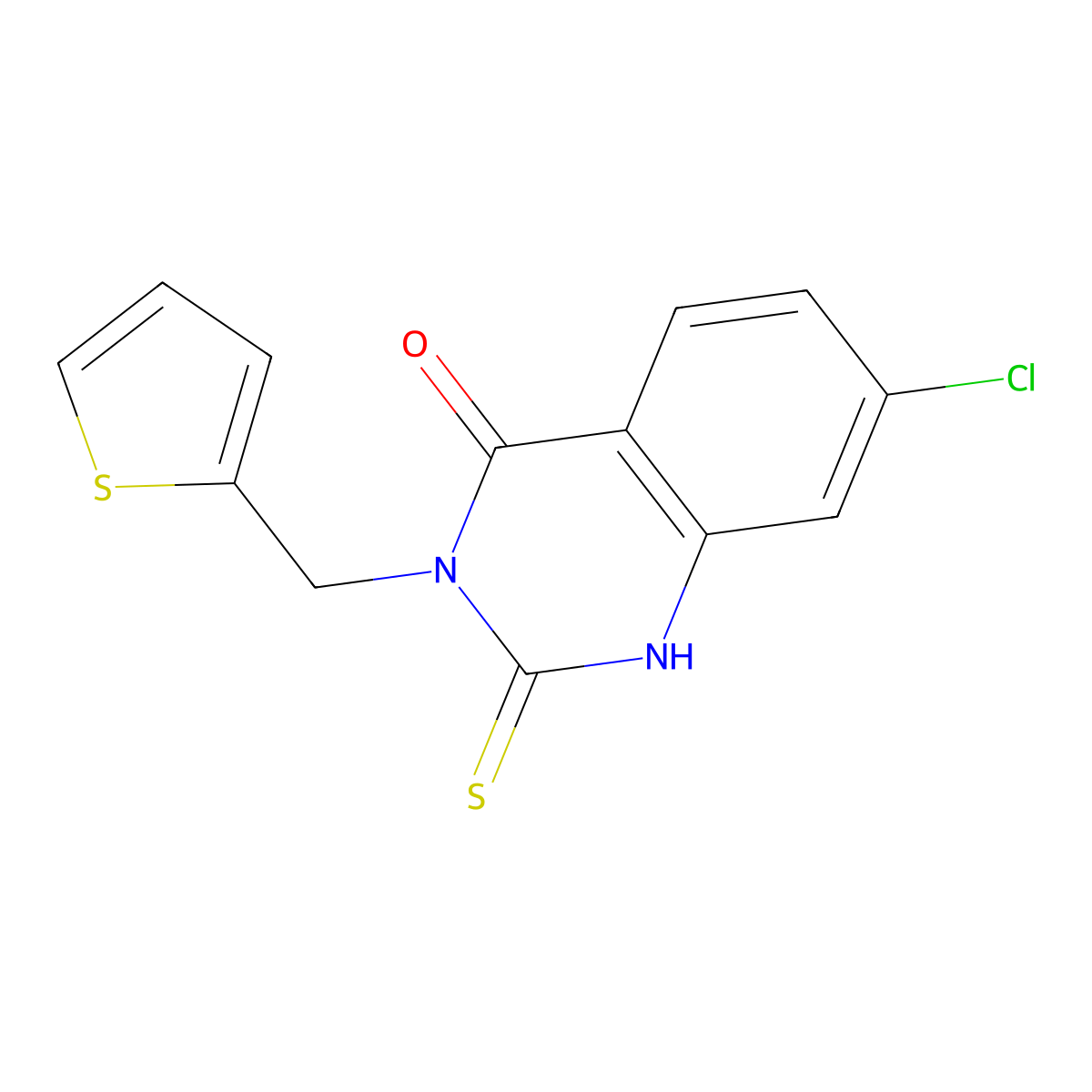 7-chloro-2-sulfanylidene-3-(thiophen-2-ylmethyl)-1H-quinazolin-4-one molecular structure, CAS 422526-59-8