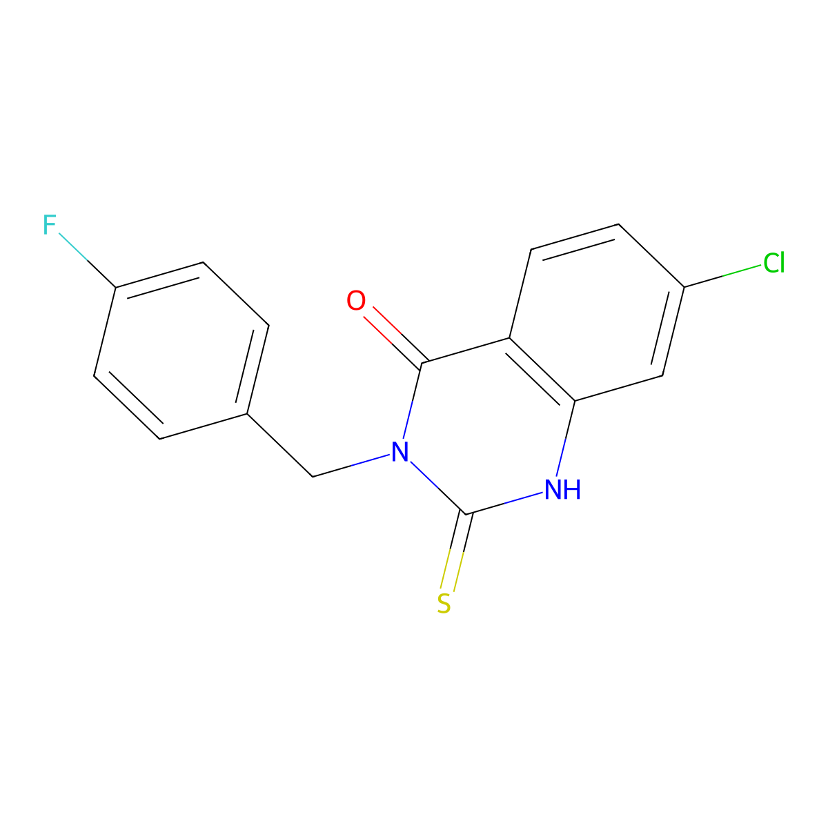 7-chloro-3-[(4-fluorophenyl)methyl]-2-sulfanylidene-1H-quinazolin-4-one molecular structure, CAS 422526-63-4