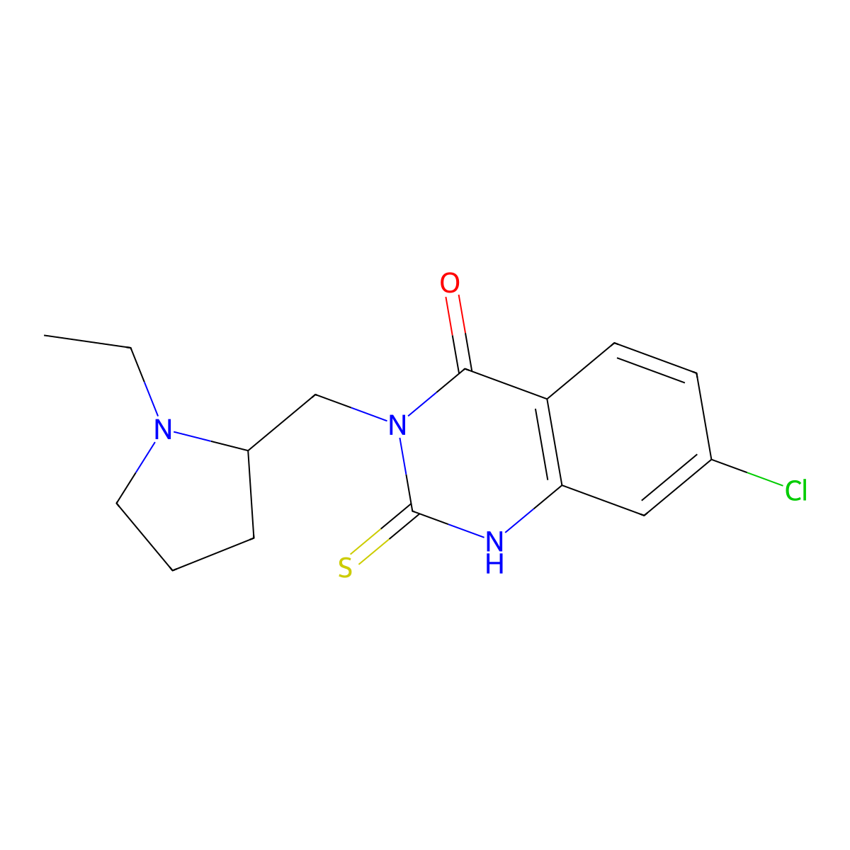 7-chloro-3-[(1-ethylpyrrolidin-2-yl)methyl]-2-sulfanylidene-1H-quinazolin-4-one molecular structure, CAS 422526-65-6